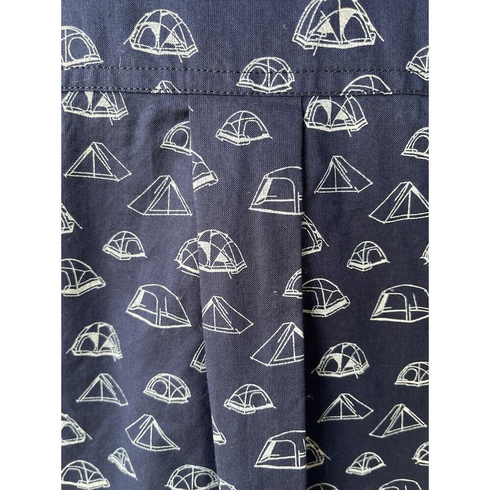 Eddie Bauer Shirt Mens XL Button Up Blue Short Sleeve Camp Tent All Over Print - Picture 8 of 8